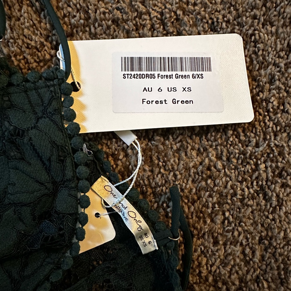 Forest green ruffle trim mini dress